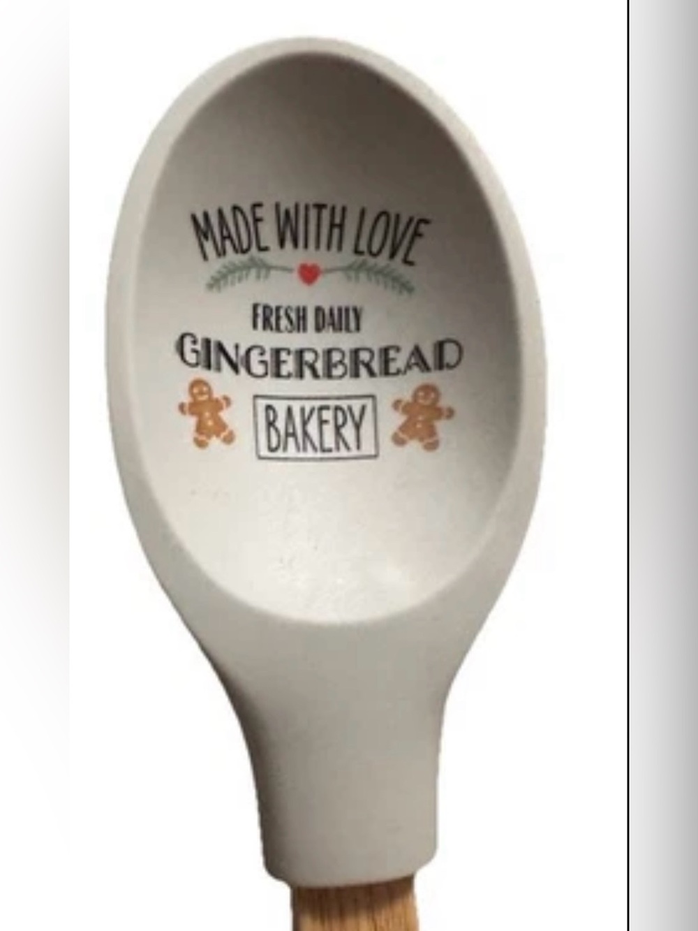Krumbs Kitchen Farmhouse Christmas Silicone Cooking Spoon w/ Wooden Handle